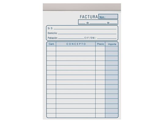 Talonario Liderpapel Facturas Octavo -Sin Iva- 101