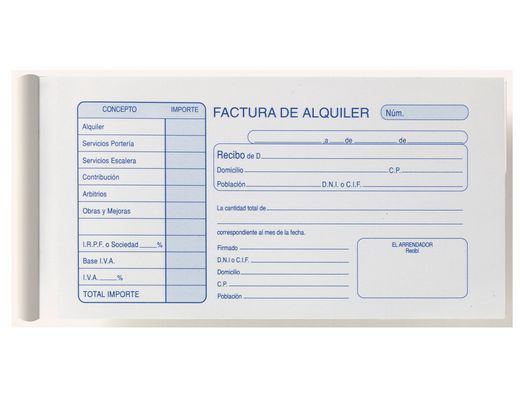 Talonario Liderpapel Inquili- Nato Tres Del Folio 107 -Con Condiciones