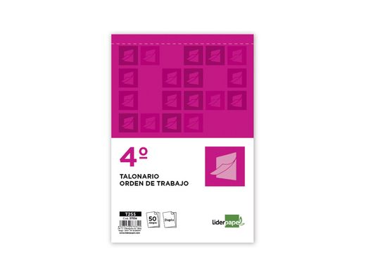 Talonario Liderpapel Orden de Trabajo Cuarto Original y Copia T255