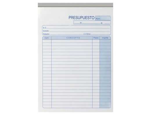 Talonario Liderpapel Presupuesto Cuarto Original y Copia T230