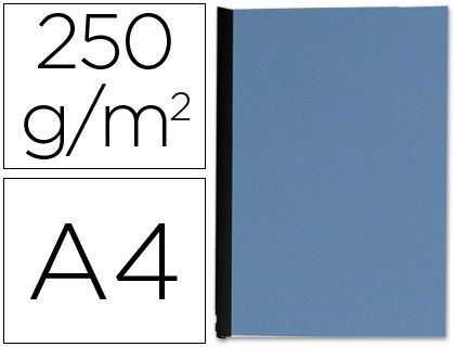 Tapa de encuadernacion q-connect carton din a4 azul simil piel 250 gr caja de 100 unidades