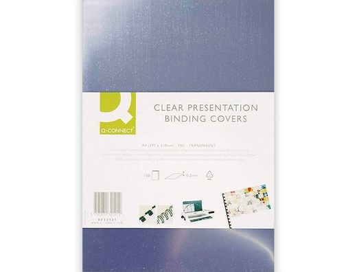 Tapa de encuadernacion q-connect pvc din a4 incolora 200 mc caja de 100 unidades
