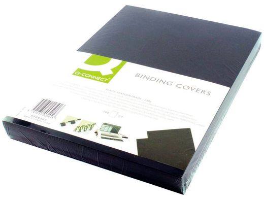 Tapa de encuadernacion q-connect pvc din a4 opaca negra 180 micras caja de 100 unidades