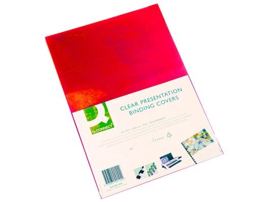 Tapa de encuadernacion q-connect pvc din a4 opaca rojo 180 micras caja de 100 unidades