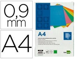Tapa encuadernacion liderpapel carton a4 0,9mm verde fluor paquete de 50 unidades