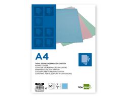 Tapa encuadernacion liderpapel carton a4 1 mm celeste paquete de 50 unidades