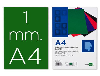 Tapa Encuadernacion Liderpapel Carton A4 1Mm Verde Paquete de 50 Unidades