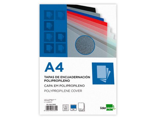 Tapa encuadernacion liderpapel polipropileno a3 0.5 mm transparente paquete de 100 unidades