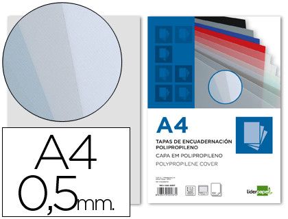 Tapa Encuadernacion Liderpapel Polipropileno A4 0.5Mm Ahumada Paquete de 100 Unidades