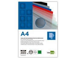Tapa encuadernacion liderpapel polipropileno a4 0.5mm verde opaco paquete de 100 unidades