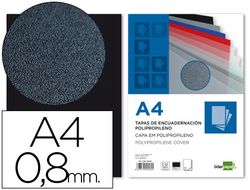 Tapa Encuadernacion Liderpapel Polipropileno A4 0.8Mm Negra Paquete de 50 Unidades
