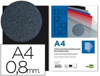 Tapa Encuadernacion Liderpapel Polipropileno A4 0.8Mm Negra Paquete de 50 Unidades