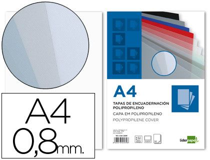 Tapa Encuadernacion Liderpapel Polipropileno A4 0.8Mm Transparente Paquete de 50 Unidades