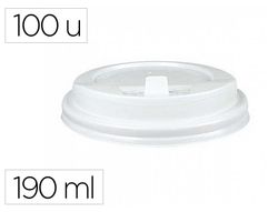 Tapa para vaso bunzl 190 ml poliestireno con orificio paquete de 100 unidades