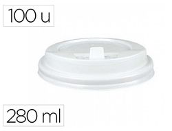 Tapa para vaso bunzl 280 ml poliestireno con orificio paquete de 100 unidades