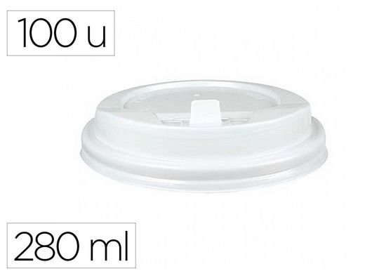 Tapa para vaso bunzl 280 ml poliestireno con orificio paquete de 100 unidades