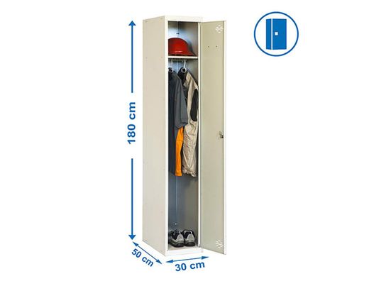 Taquilla metalica simonlocker 1 puerta con cerradura respiradero y etiquetero gris/gris 1800x500x300 mm