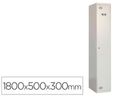 Taquilla metalica simonlocker 1 puerta con cerradura respiradero y etiquetero gris/gris 1800x500x300 mm