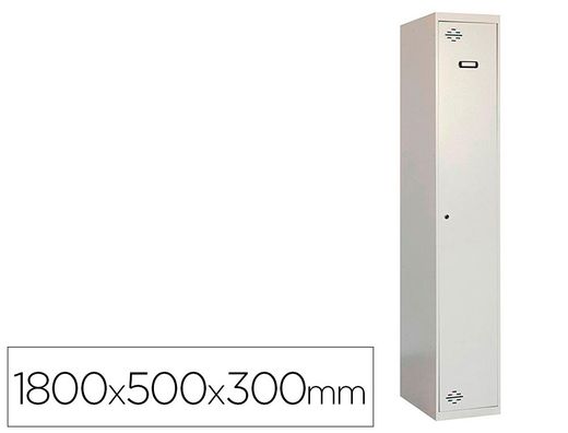 Taquilla metalica simonlocker 1 puerta con cerradura respiradero y etiquetero gris/gris 1800x500x300 mm