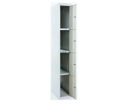 Taquilla metalica simonlocker 4 puertas con cerradura respiradero y etiquetero gris/azul 1800x500x300 mm