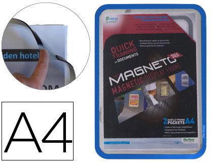 Tarifold pack 2 marco magneto iman A4 azul superficie antirreflejo esquinas redondeadas 195031