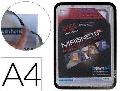Tarifold pack 2 marco magneto iman A4 negro superficie antirreflejo esquinas redondeadas 195037