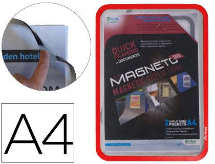 Tarifold pack 2 marco magneto iman A4 rojo superficie antirreflejo esquinas redondeadas 195033