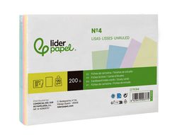 Tarjeta liderpapel para estudiar lisa cartulina de colores 170gr 125x200mm paquete de 200 unidades