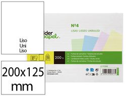 Tarjeta liderpapel para estudiar lisa cartulina de colores 170gr 125x200mm paquete de 200 unidades