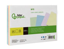 Tarjeta liderpapel para estudiar lisa cartulina de colores 170gr 160x220mm paquete de 200 unidades