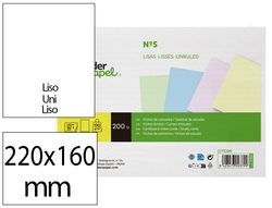 Tarjeta liderpapel para estudiar lisa cartulina de colores 170gr 160x220mm paquete de 200 unidades