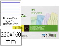 Tarjeta liderpapel para estudiar rayada cartulina de colores 170gr 160x220mm paquete de 200 unidades