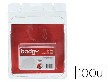 Tarjeta pvc para impresora badgy grosor 0,76 mm pack de 100 unidades