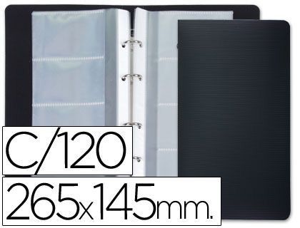 Tarjetero Liderpapel 4 Anillas 15 Fundas de 4 Departamentos 265X145 Mm