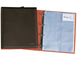 Tarjetero Pardo símil piel 4 anillas 20 fundas negro