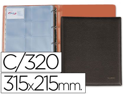 Tarjetero Pardo símil piel 4 anillas 20 fundas negro