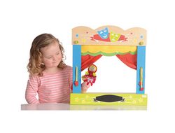 Teatro fiesta crafts de sobremesa marionetas en madera y tela una cara 45x47 cm