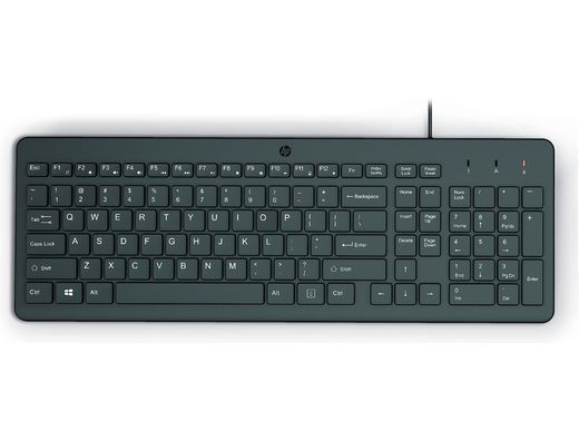 Teclado hp 150 wired con cable color negro