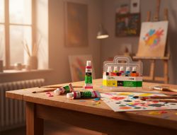 Tempera liderpapel en tubo de alumino de 12 ml estuche de 5 tubos colores primarios