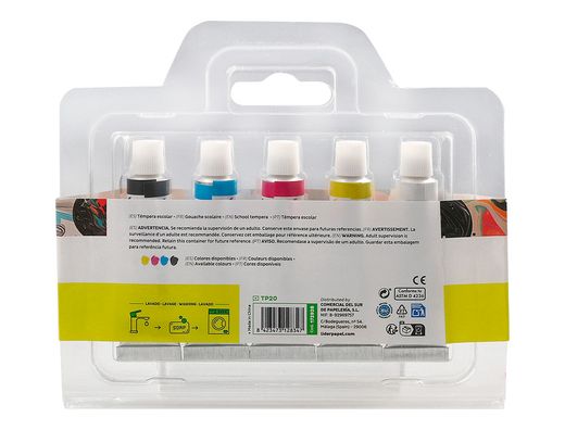 Tempera liderpapel en tubo de alumino de 12 ml estuche de 5 tubos colores primarios
