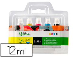 Tempera liderpapel en tubo de alumino de 12 ml estuche de 5 tubos colores primarios