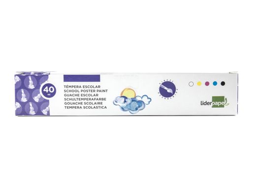 Tempera Liderpapel Escolar 40 Ml 5 Colores Surtidos + Pincel