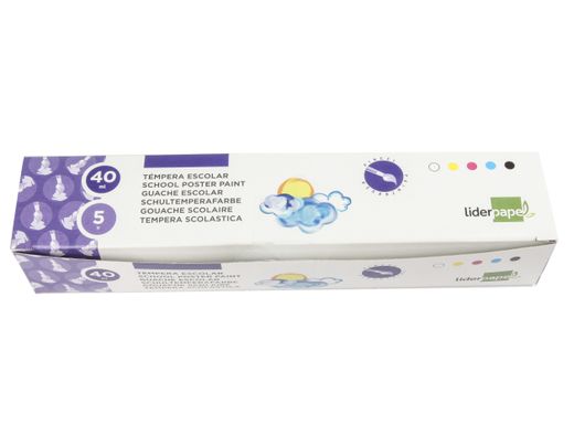Tempera Liderpapel Escolar 40 Ml 5 Colores Surtidos + Pincel