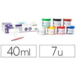 Tempera Liderpapel Escolar 40 Ml 7 Colores Surtidos + Pincel