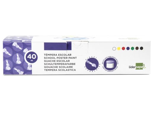 Tempera Liderpapel Escolar 40 Ml 7 Colores Surtidos + Pincel