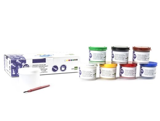 Tempera Liderpapel Escolar 40 Ml 7 Colores Surtidos + Pincel