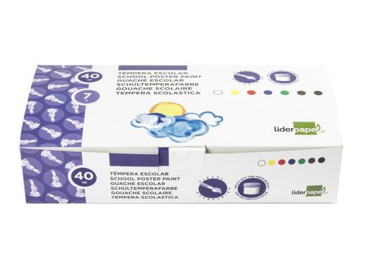 Tempera Liderpapel Escolar 40 Ml 7 Colores Surtidos + Pincel