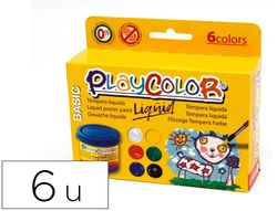 Tempera liquida playcolor liquid basic 40 ml caja de 6 unidades colores surtidos