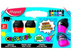 Tempera maped color peps ultra lavable caja de 6 colores surtidos primarios 75 ml