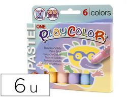 Tempera solida en barra playcolor pastel one caja de 6 unidades colores surtidos